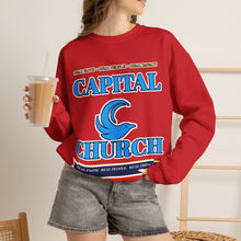 Load image into Gallery viewer, Capital Church Crewneck Sweatshirt — Blue Dove Logo Christian Ministry Pullover
