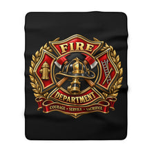 Load image into Gallery viewer, Fire Department Sherpa Fleece Blanket – Firefighter Courage Service Sacrifice Gift