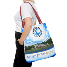 Load image into Gallery viewer, Capital Church Scenic Tote Bag — 'Real Faith. Real People. Real Impact.'