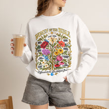 Load image into Gallery viewer, Women's Bible Floral Crewneck Sweatshirt — "Women of the Bible" Vintage Botanical Design