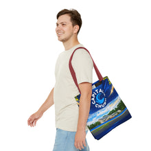 Load image into Gallery viewer, Capital H Church All-Over Print Tote Bag — Scenic Logo Church Tote