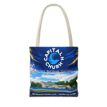 Load image into Gallery viewer, Capital H Church All-Over Print Tote Bag — Scenic Logo Church Tote