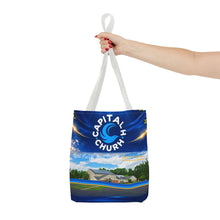 Load image into Gallery viewer, Capital H Church All-Over Print Tote Bag — Scenic Logo Church Tote