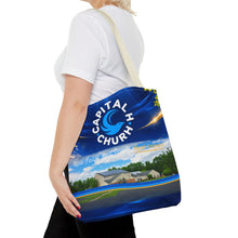 Load image into Gallery viewer, Capital H Church All-Over Print Tote Bag — Scenic Logo Church Tote