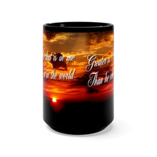 Load image into Gallery viewer, GREAT IS HE Black Mug 15oz