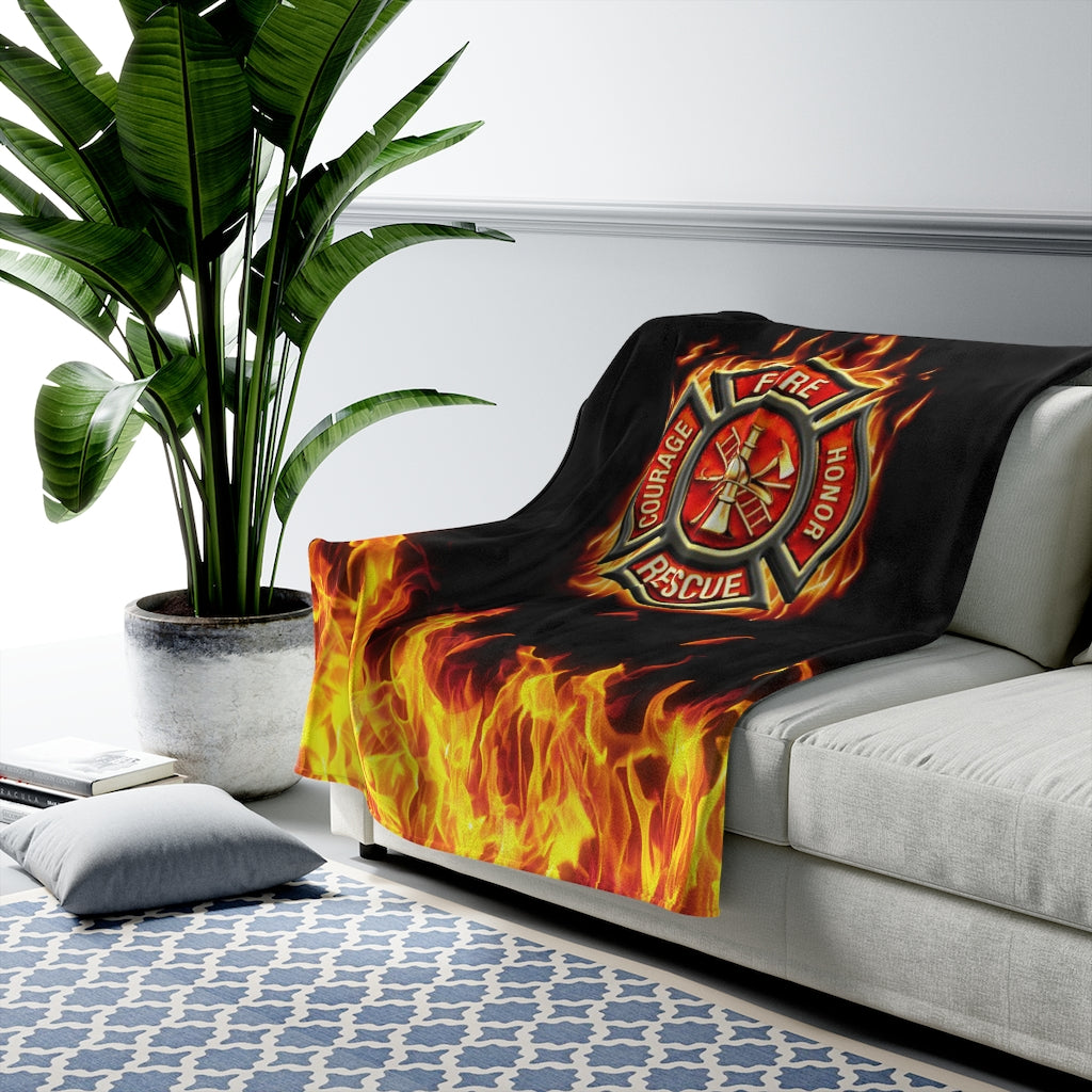 FIRE FIGHTER Velveteen Plush Blanket