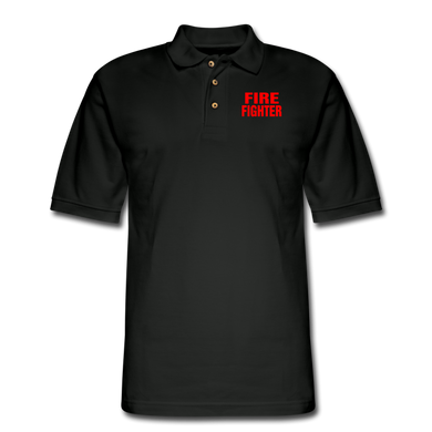 FIRE FIGHTER Men's Pique Polo Shirt - black