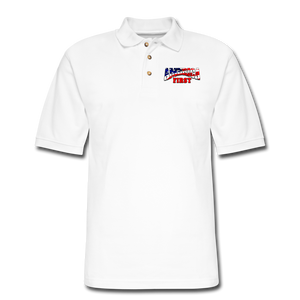 AMERICA FIRST Men's Pique Polo Shirt - white
