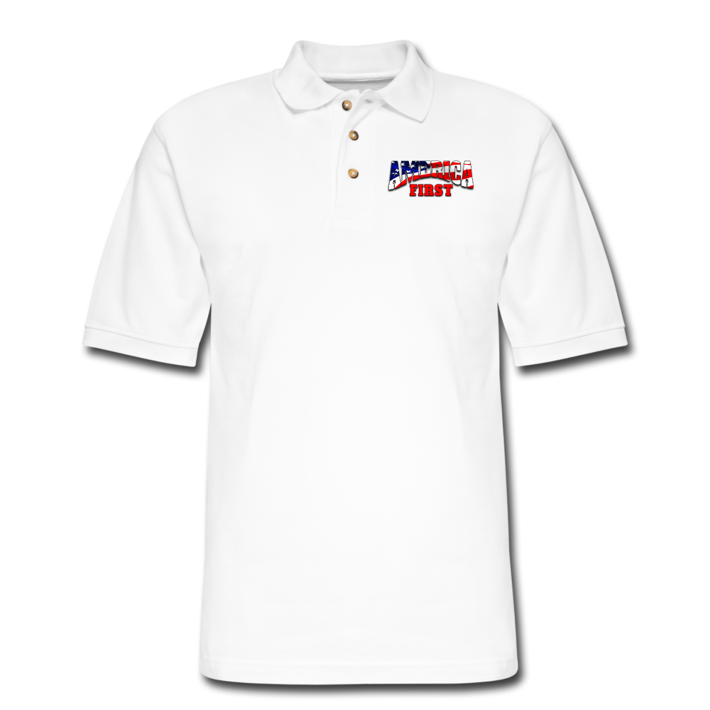 AMERICA FIRST Men's Pique Polo Shirt - white