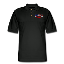 Load image into Gallery viewer, AMERICA FIRST Men&#39;s Pique Polo Shirt - black